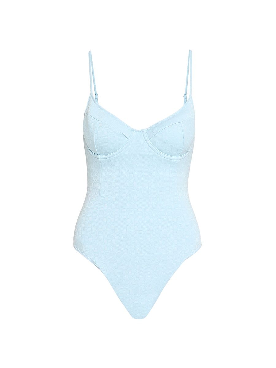 Women's Demi Bustier One-Piece Swimsuit - Blue - Size XS