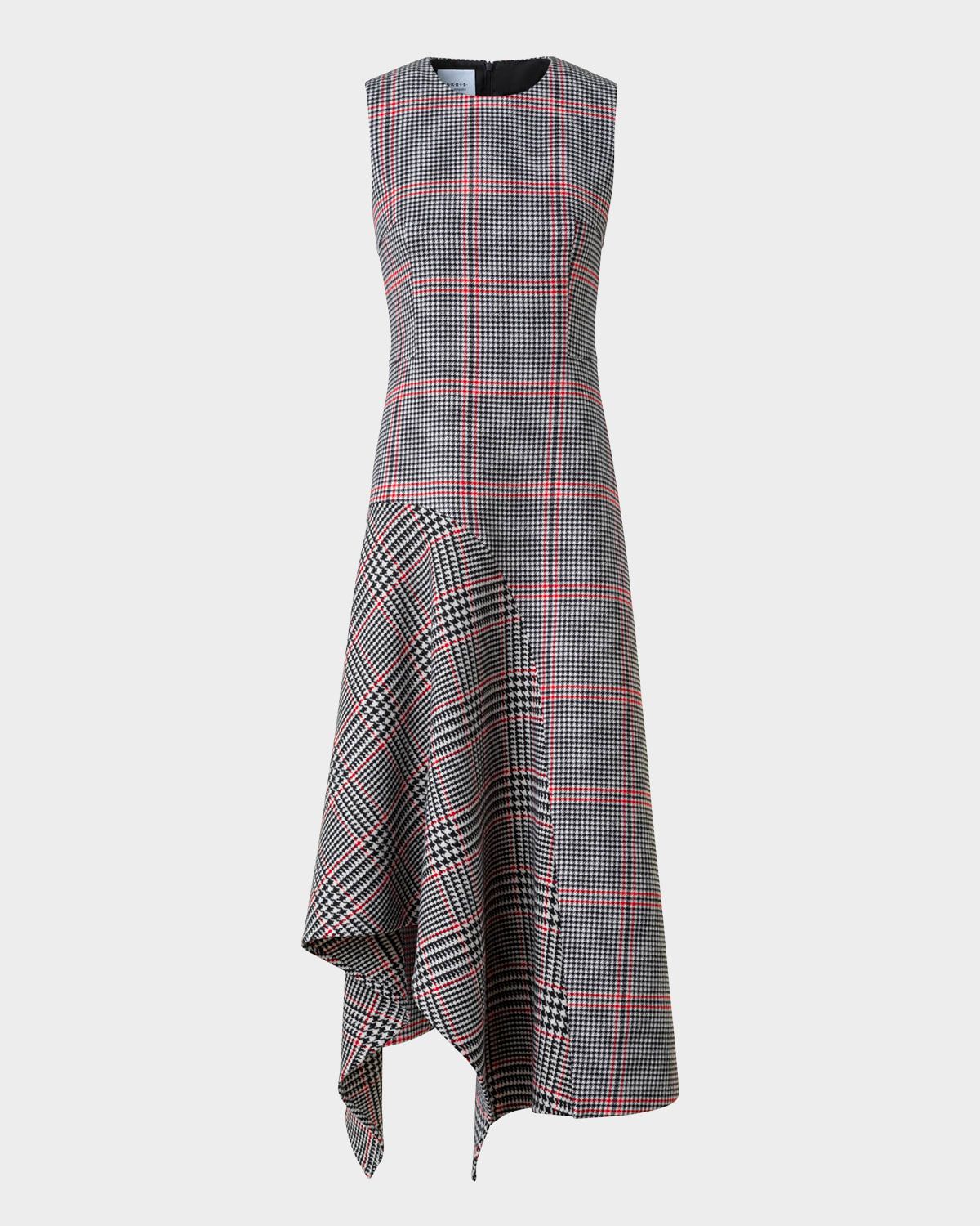 Houndstooth Wool Fresco Midi Dress