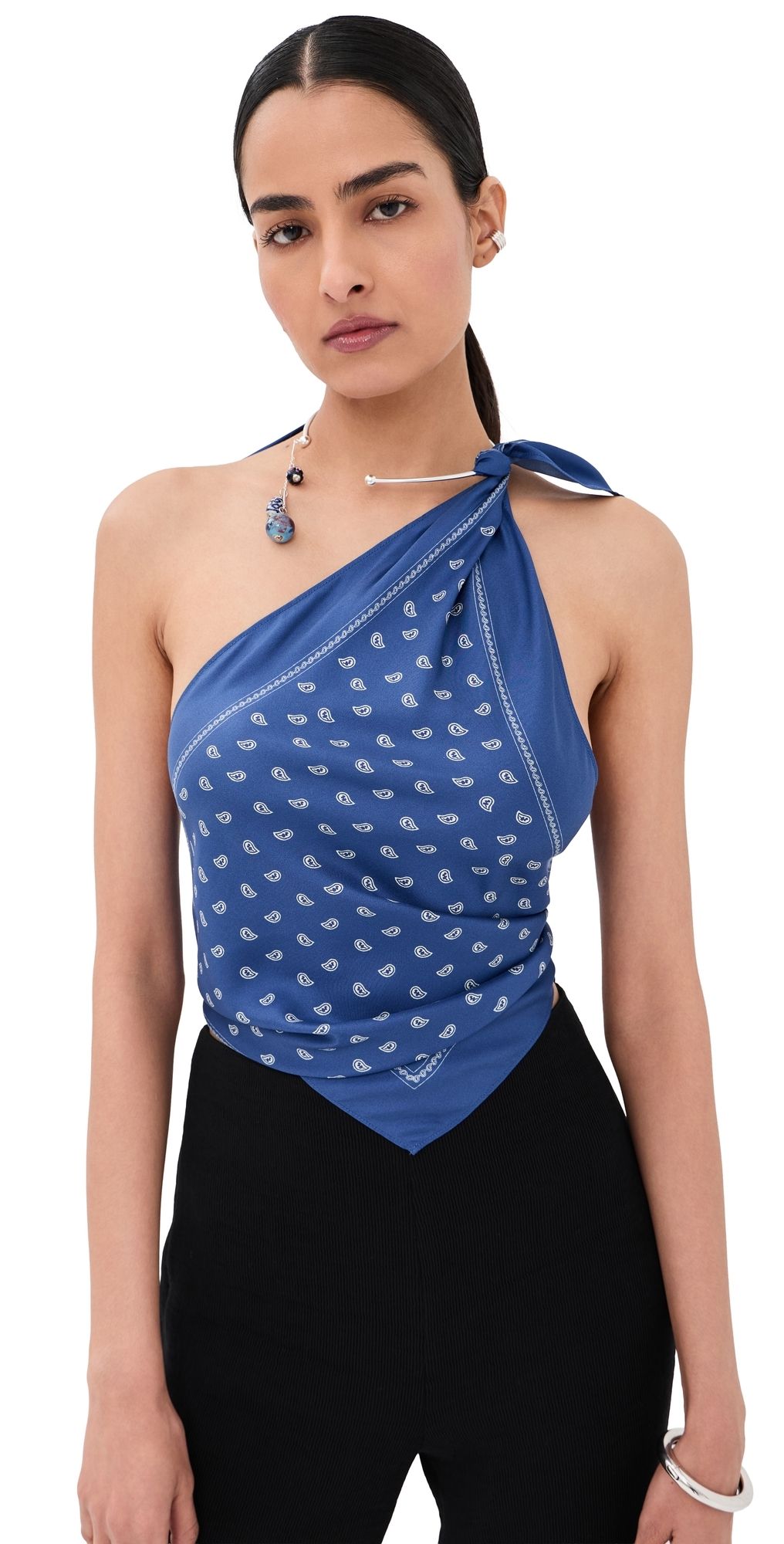 Christopher Esber Bandana Scarf Tie Top Indigo Bandana Print 10