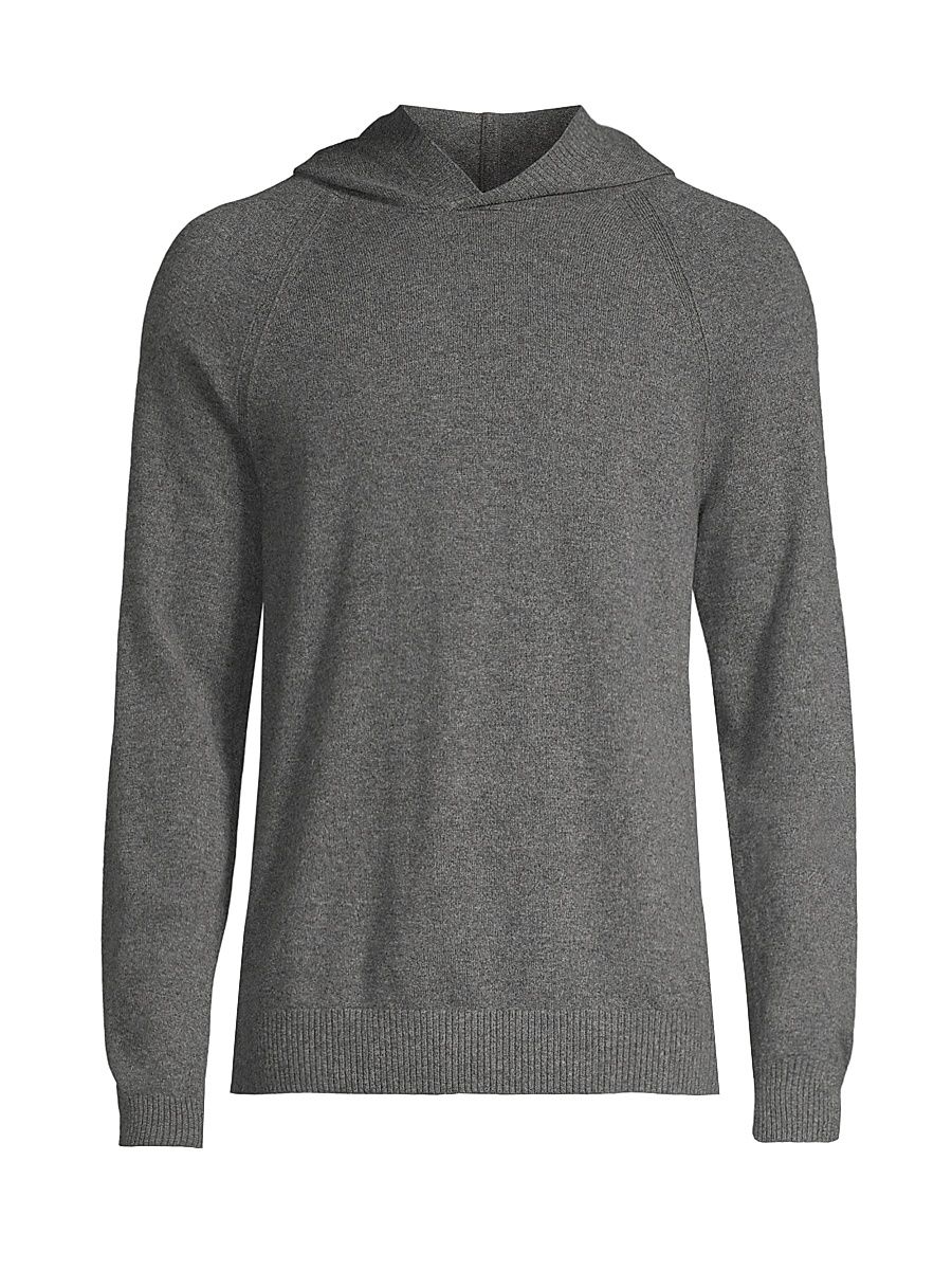 Men's Wool & Cashmere Hooded Sweater - Medium Grey - Size Large
