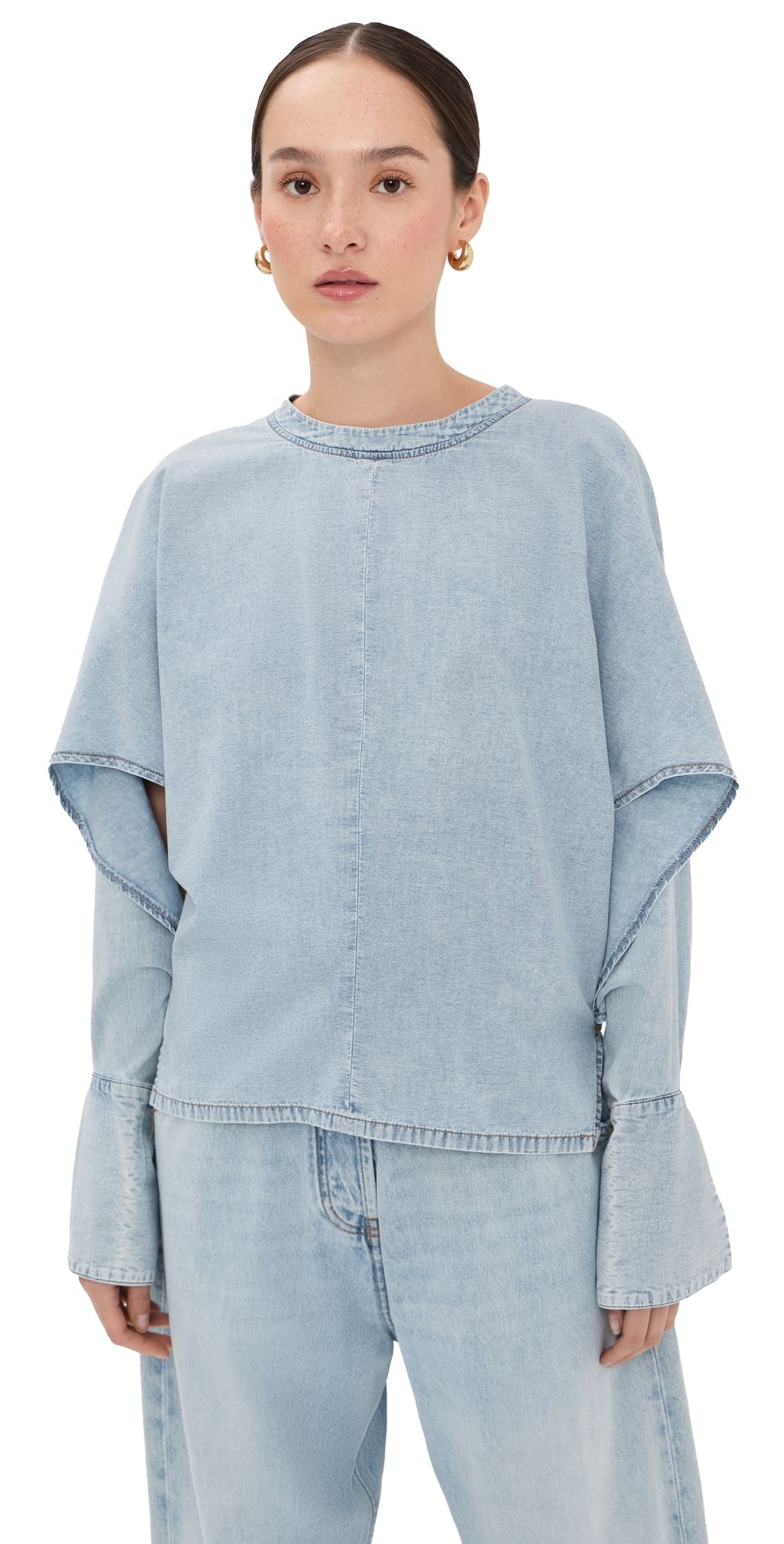 DARKPARK Paris Chambray Shirt Bleach Baby Blue XS