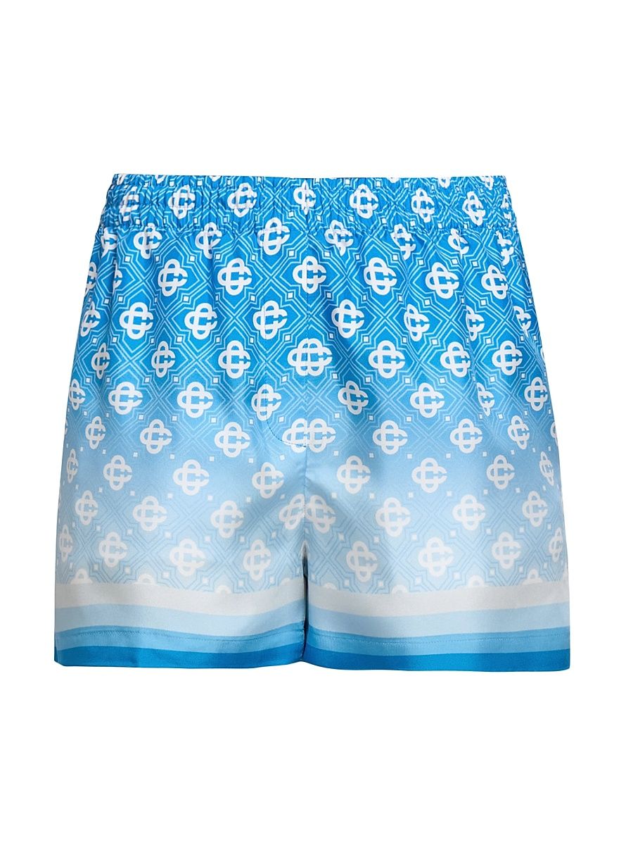 Women's Monogrammed Ombré Silk Shorts - Gradient Diamond Monogram - Size Large