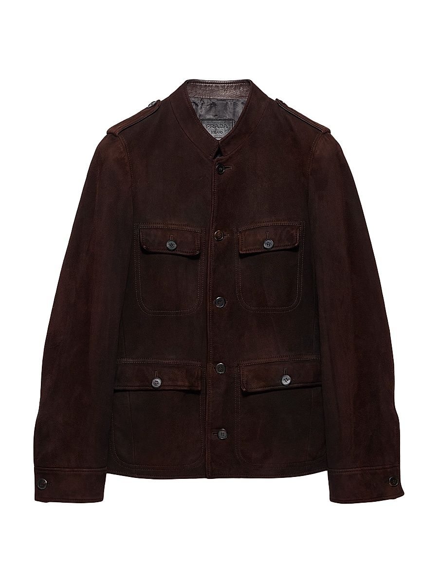 Men's Suede Jacket - Brown - Size 44