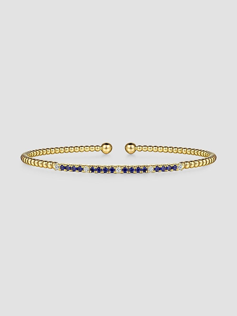 Gabriel & Co Women's Bujukan 14K Yellow Gold, Blue Sapphire & 0.09 TCW Diamond Cuff - Yellow Gold