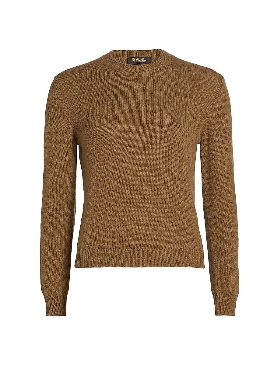 Women's Fobello Cashmere Crewneck Sweater - Camel Oasis Melange - Size 14