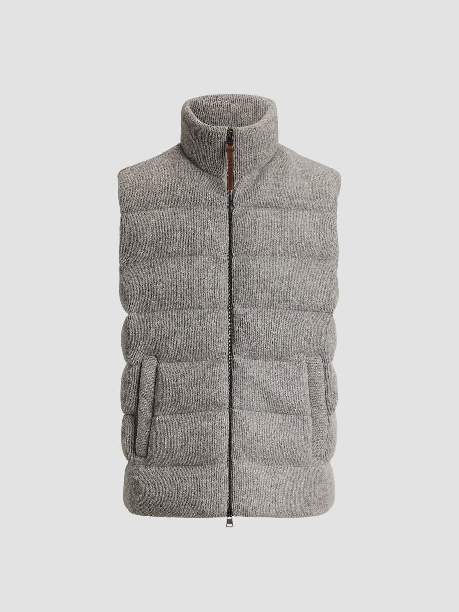 Polo Ralph Lauren Men's Quilted Wool Sweater Vest - Grey - Size Large