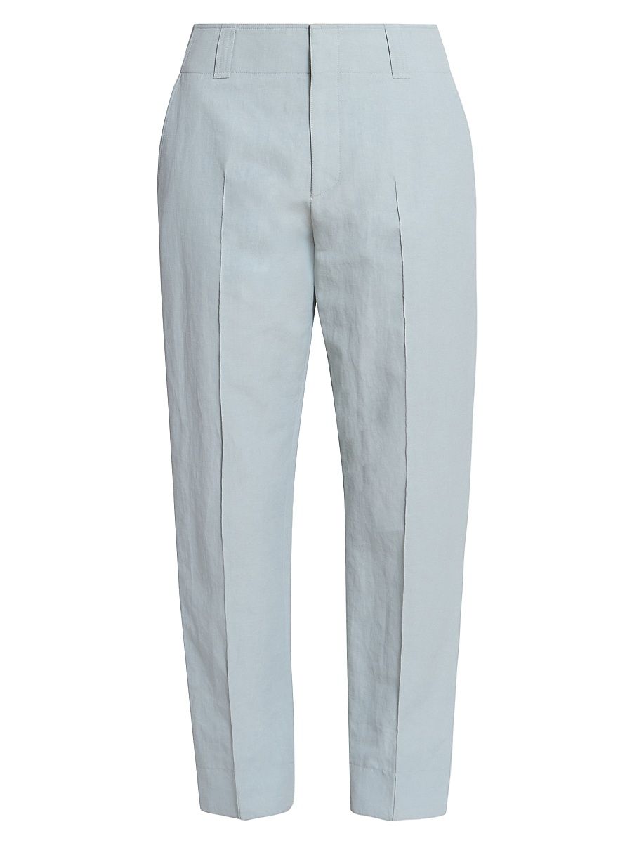 Women's Linen-Cotton Straight-Leg Trousers - Storm Grey - Size 12