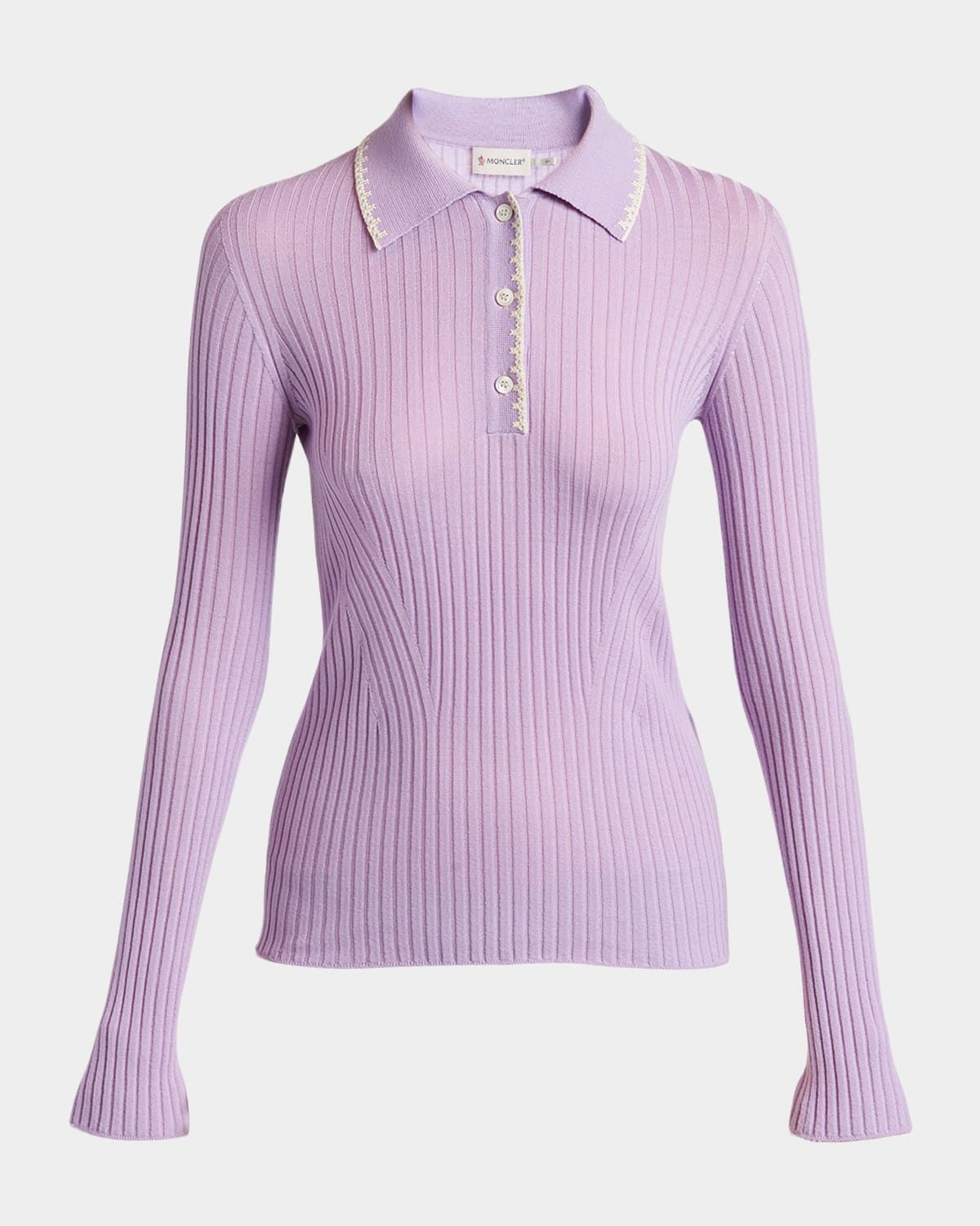 Long-Sleeve Rib-Knit Polo