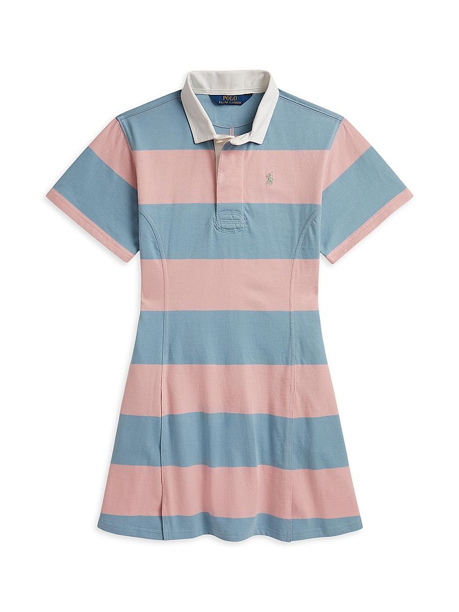 Little Girl's & Girl's Striped Cotton Jersey Polo Minidress - Adirondack Rose - Size 16