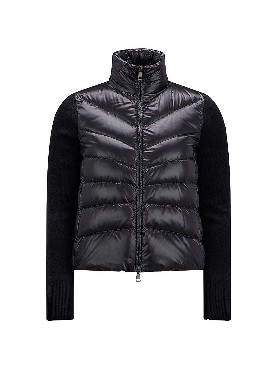 Women's Zip Front Down Knit Cardigan - Black - Size XL