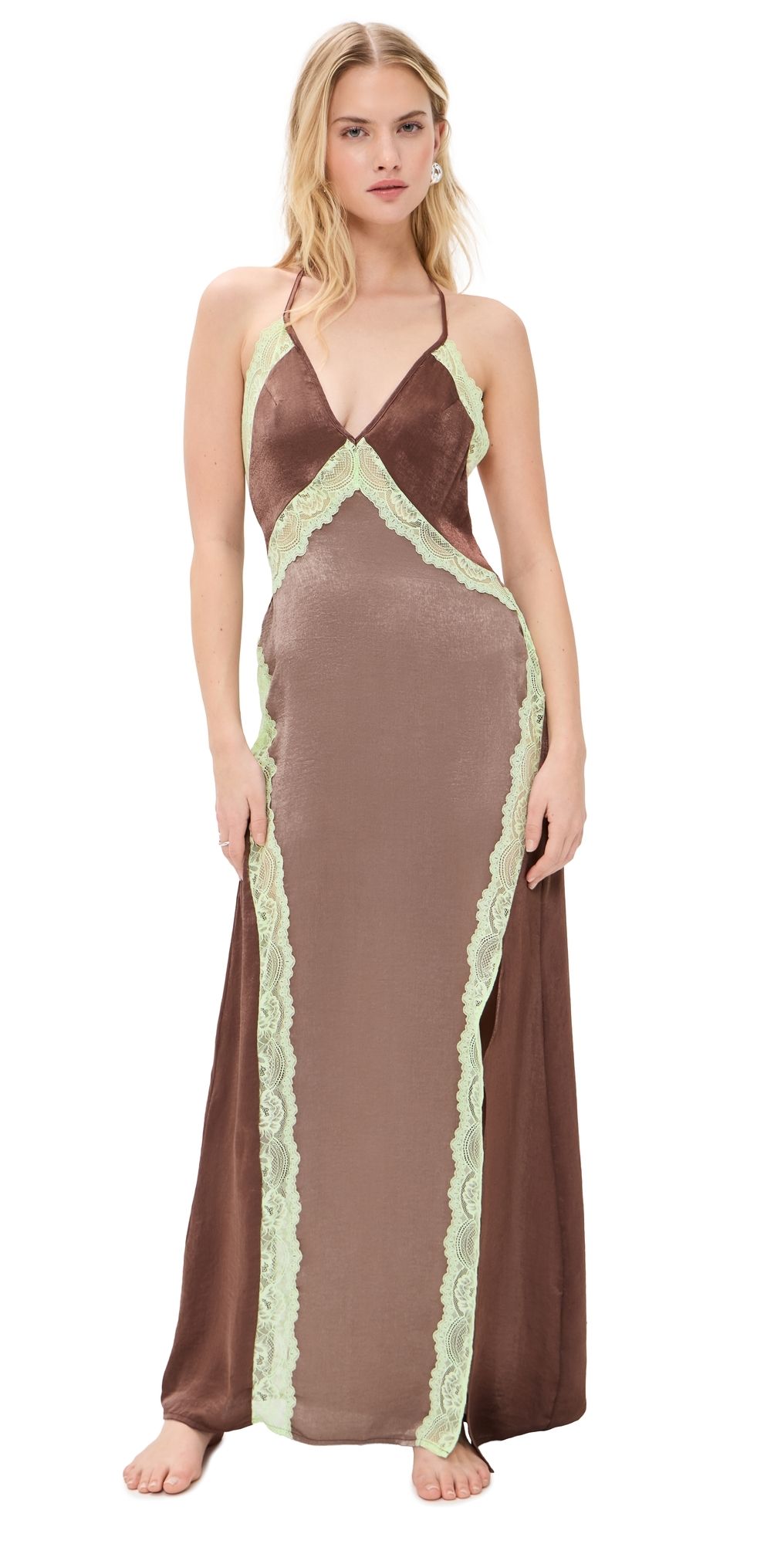 Free People Some Kind of Love Maxi Slip Black Combo S