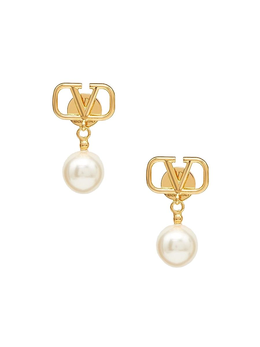 Women's VLogo Signature Earrings With Swarovski Pearls - Gold