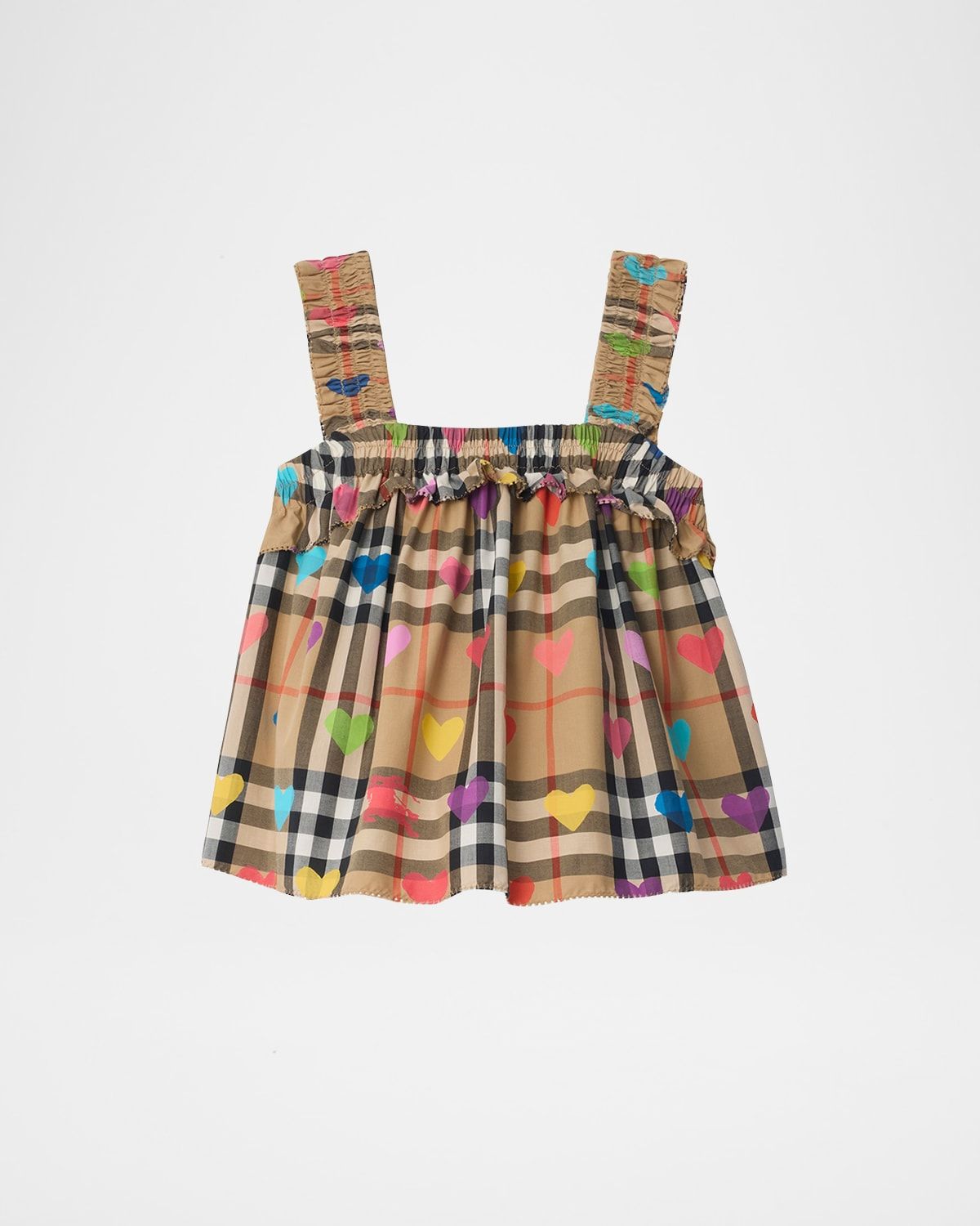 Girl & apos;s Heart Check Cotton Top, Size 3-14