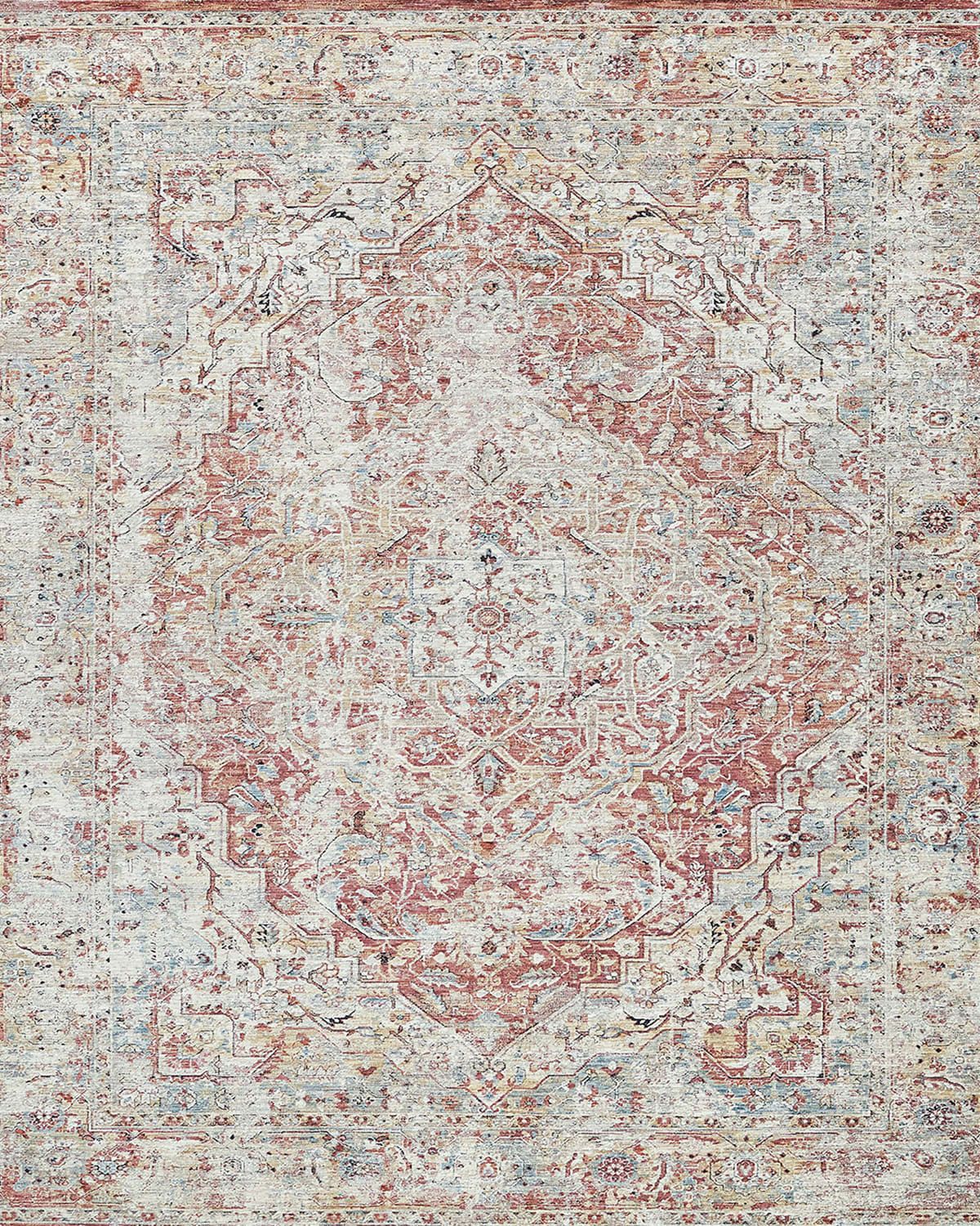 Antique Loom Beige/Rust Polyester powerloom Area Rug