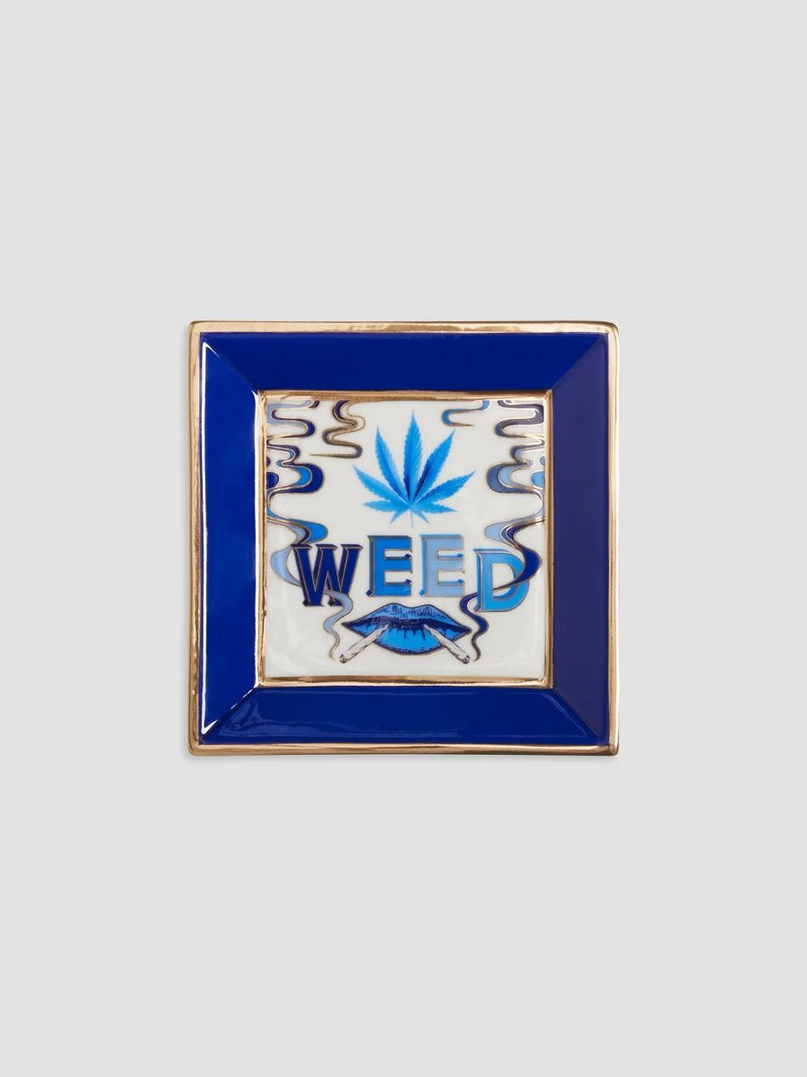 Jonathan Adler Druggist Weed Square Tray - Blue Multi