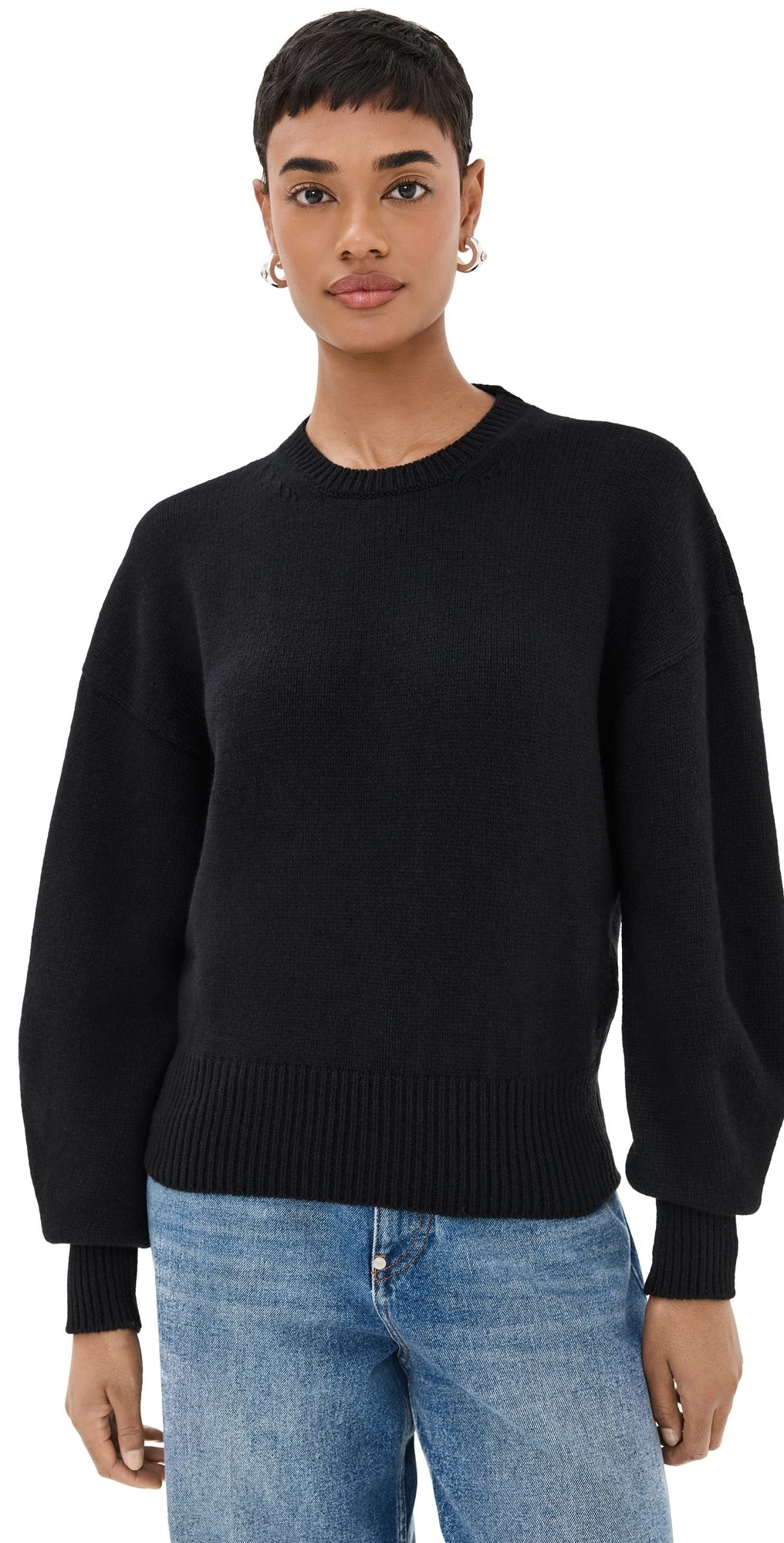 Another Tomorrow Cashmere Knit Sweatshirt Black S