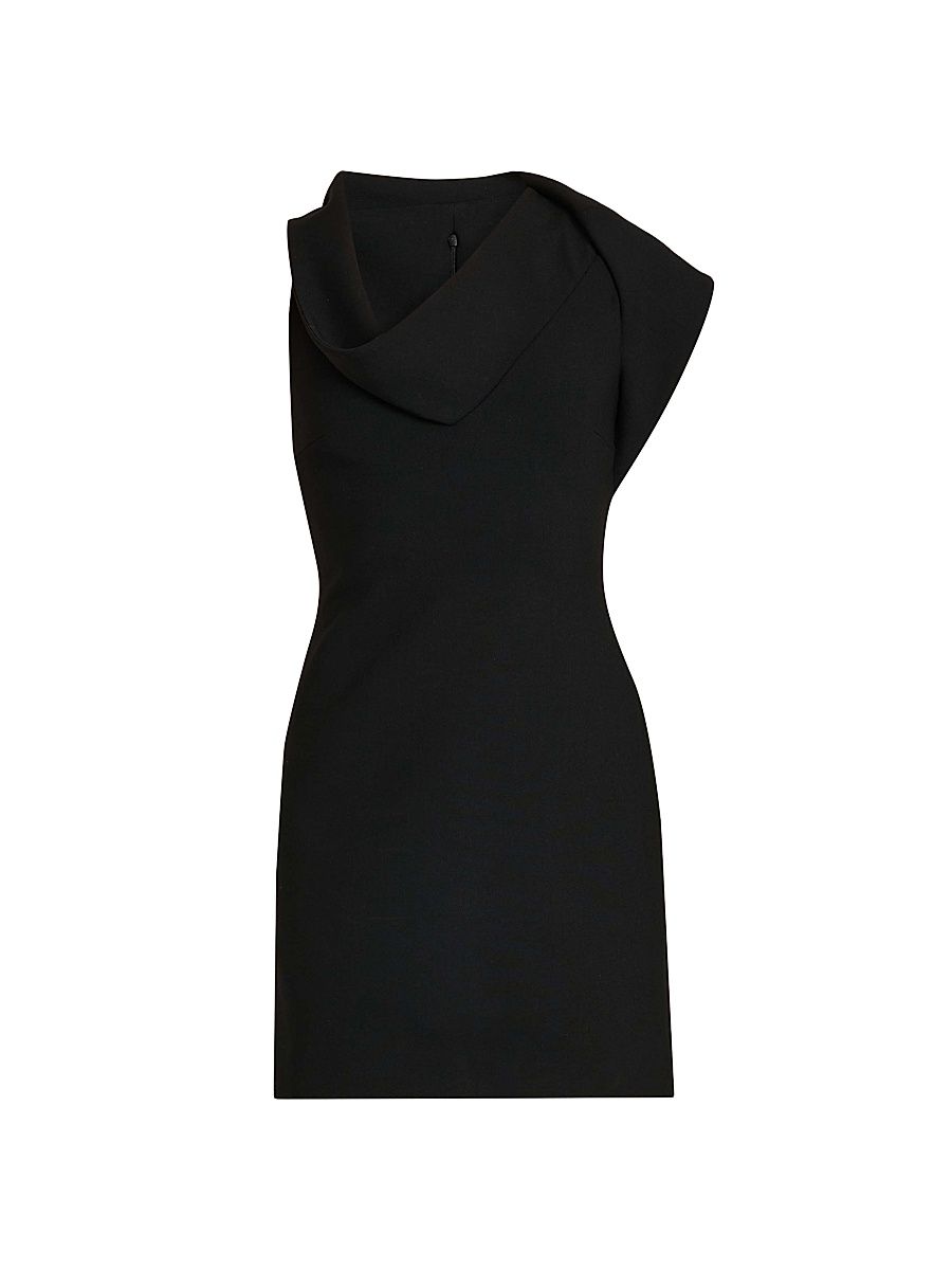 Women's Draped Stretch Twill Minidress - Nero - Size 12