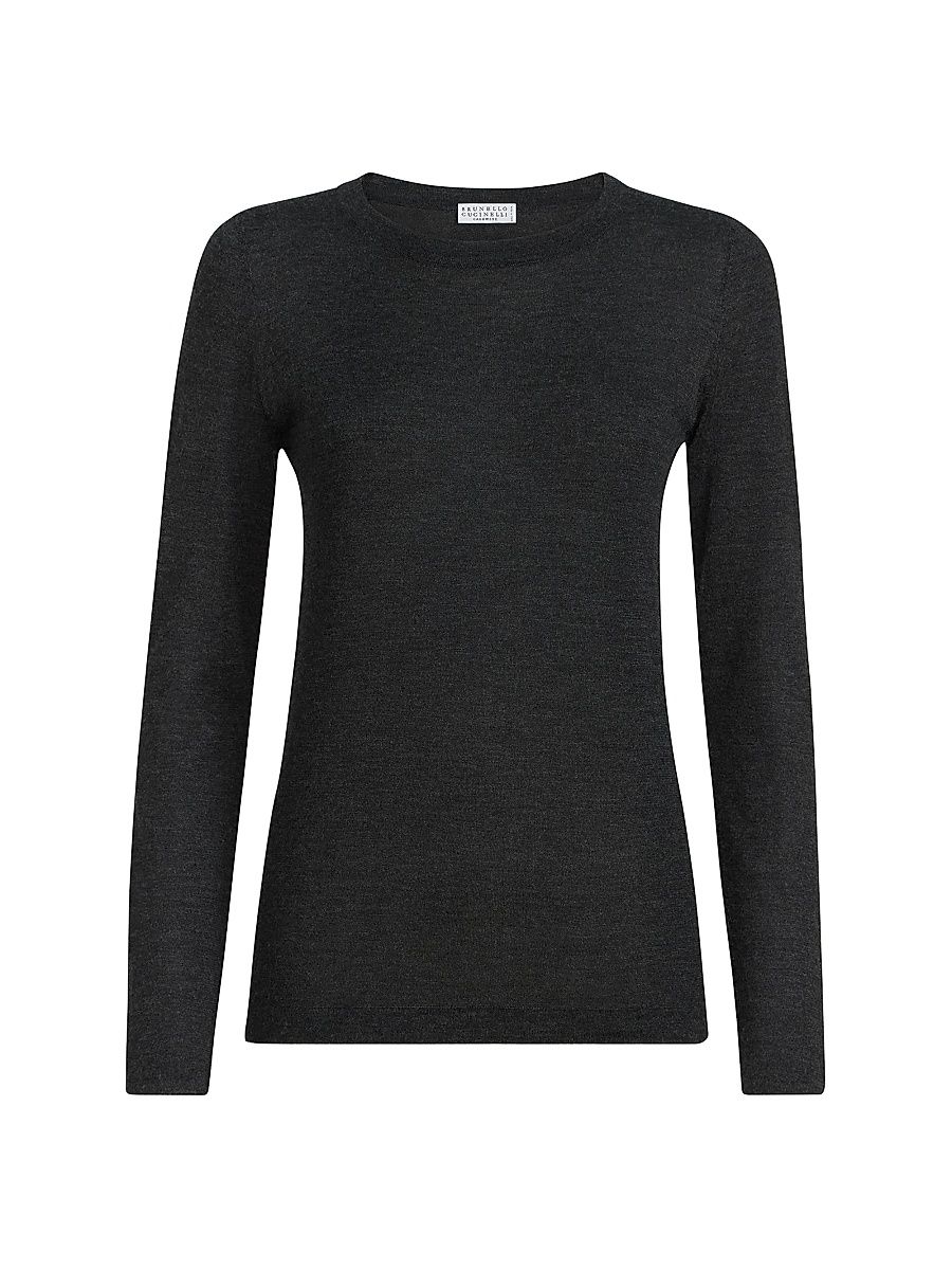 Women's Cashmere and Silk Lightweight Sweater - Light Grey - Size XXXL