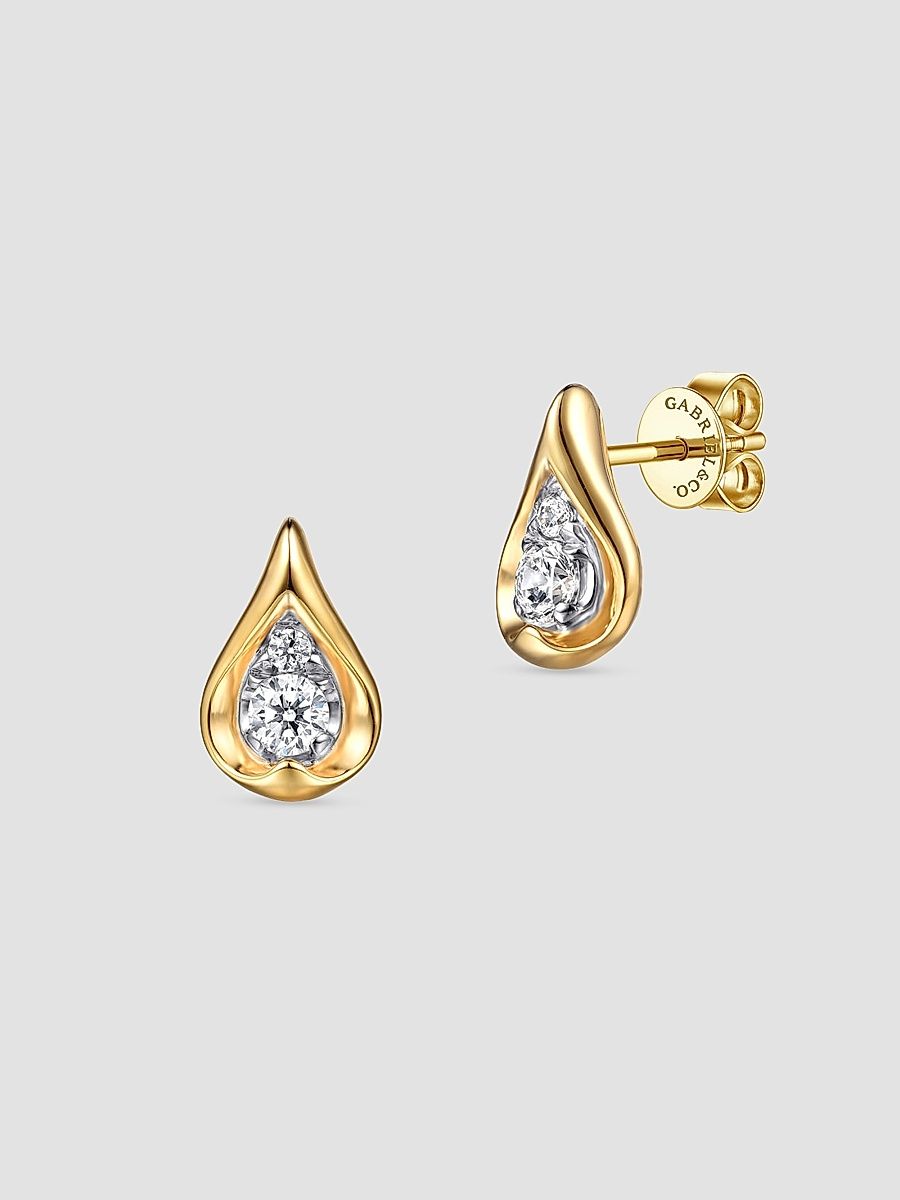 Gabriel & Co Women's Contemporary Two-Tone 14K Gold & 0.23 TCW Diamond Stud Earrings - Yellow Gold