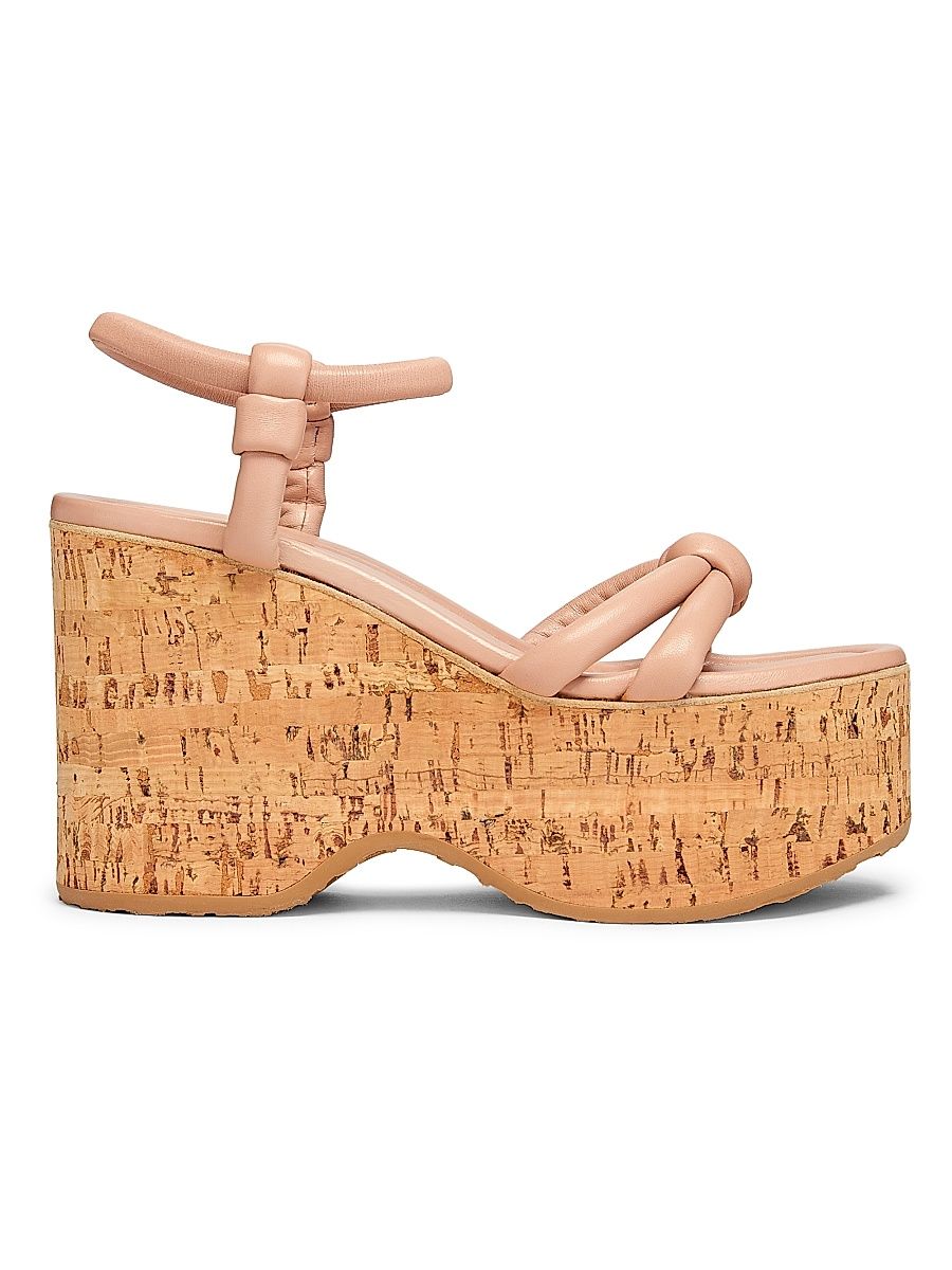 Women's G3284 Nappa 100MM Leather Platform Sandals - Peach - Size 10