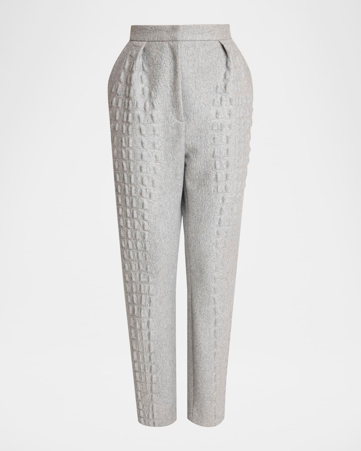 Croco Wool-Cotton Tapered Trousers