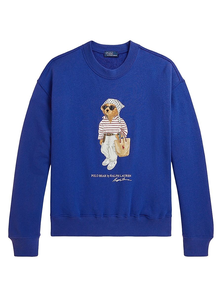 Women's Graphic Cotton Fleece Pullover Sweater - Gala Blue - Size XXL