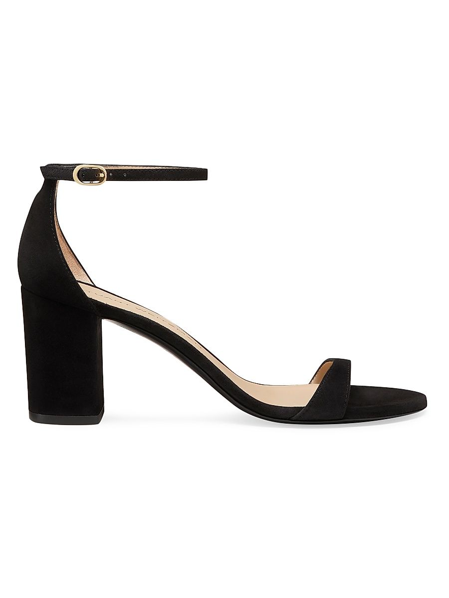 Women's Nudist Block 75MM Suede Sandals - Black - Size 10