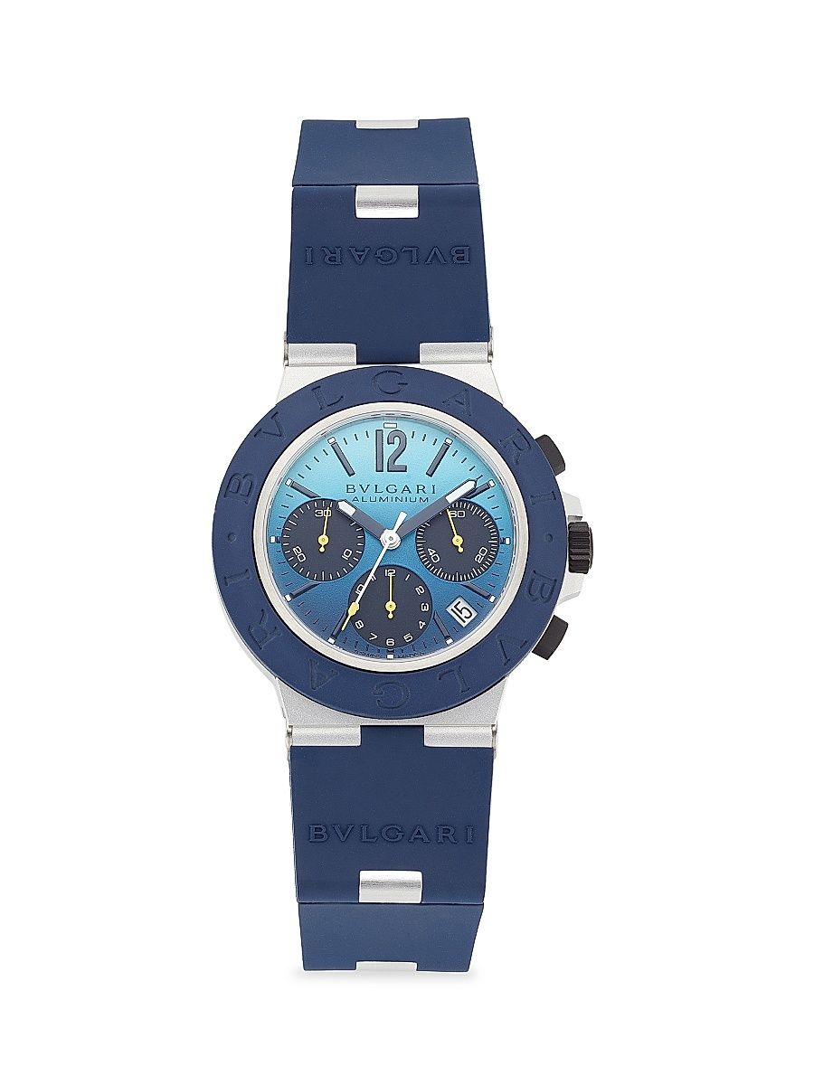 Aluminum, Titanium & Rubber Strap Watch/40MM - Blue