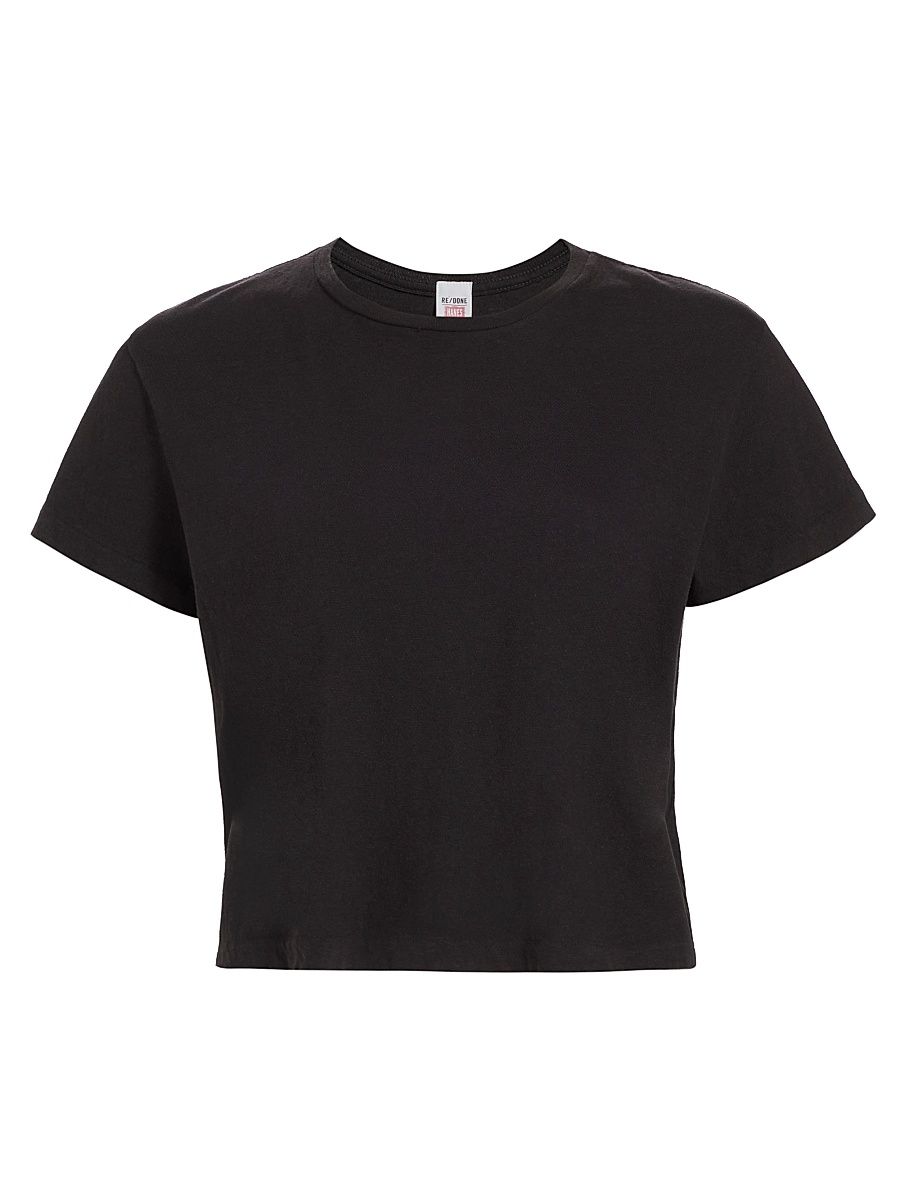 Women's Boxy Cropped T-Shirt - Washed Black - Size Large