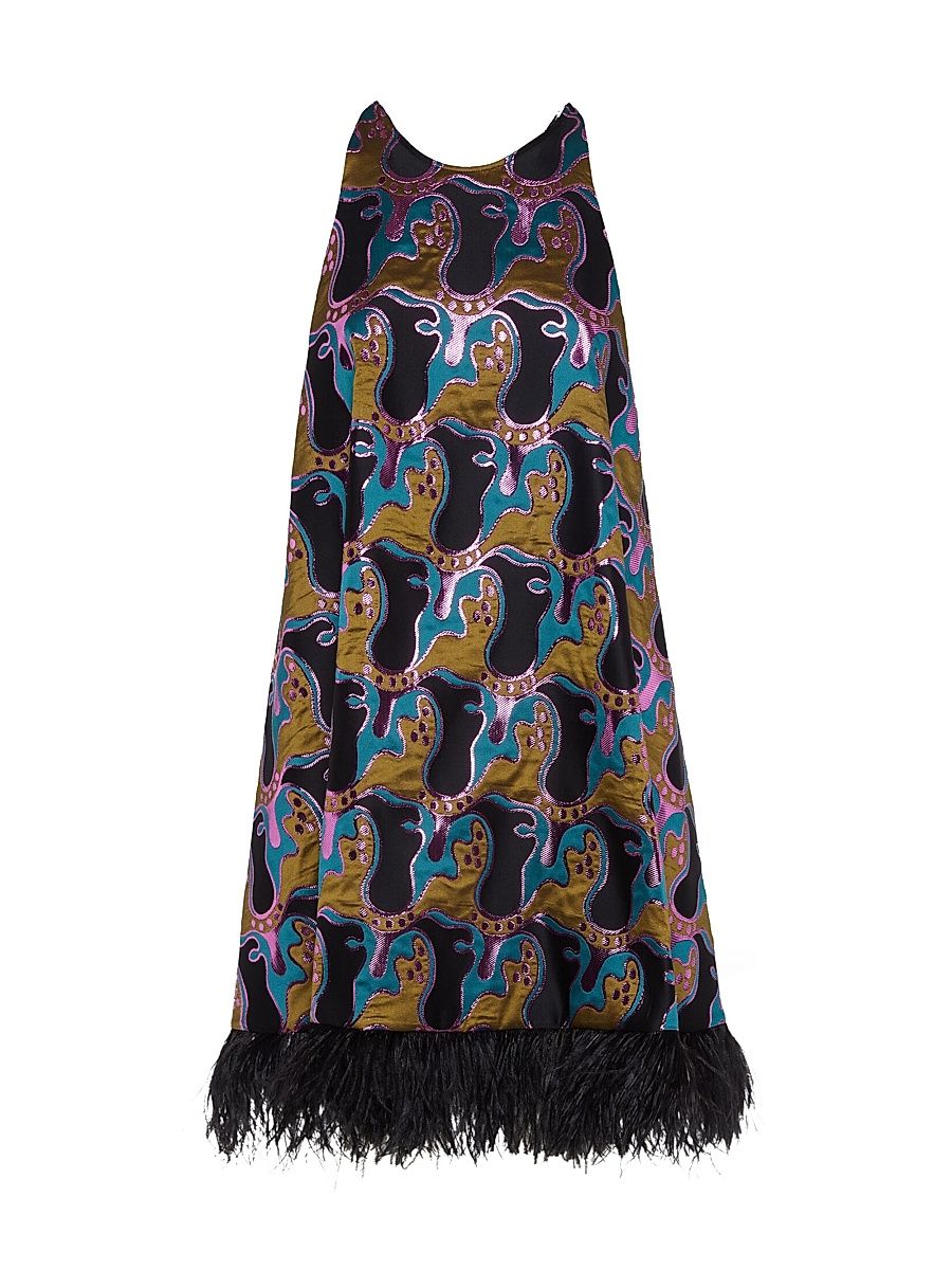Women's La Fenice Mini Dress with Feathers - Spritz Blue Petrol - Size XS