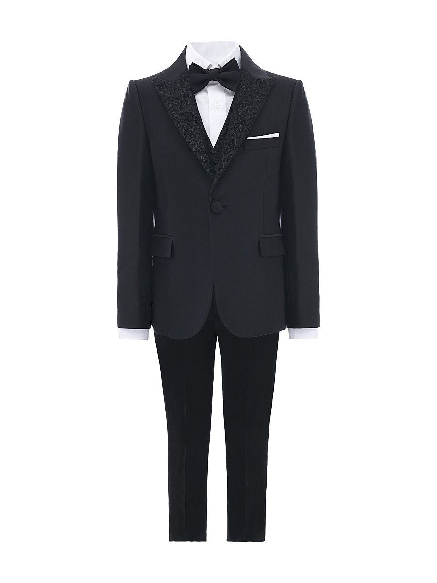 Little Boy's & Boy's Glitter Lapel Suit - Black - Size 13