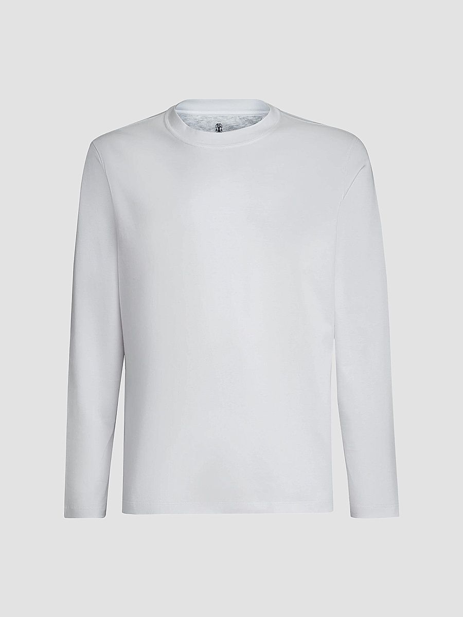 Men's Cotton Jersey Long Sleeve Crewneck T-Shirt - White - Size XXXXL