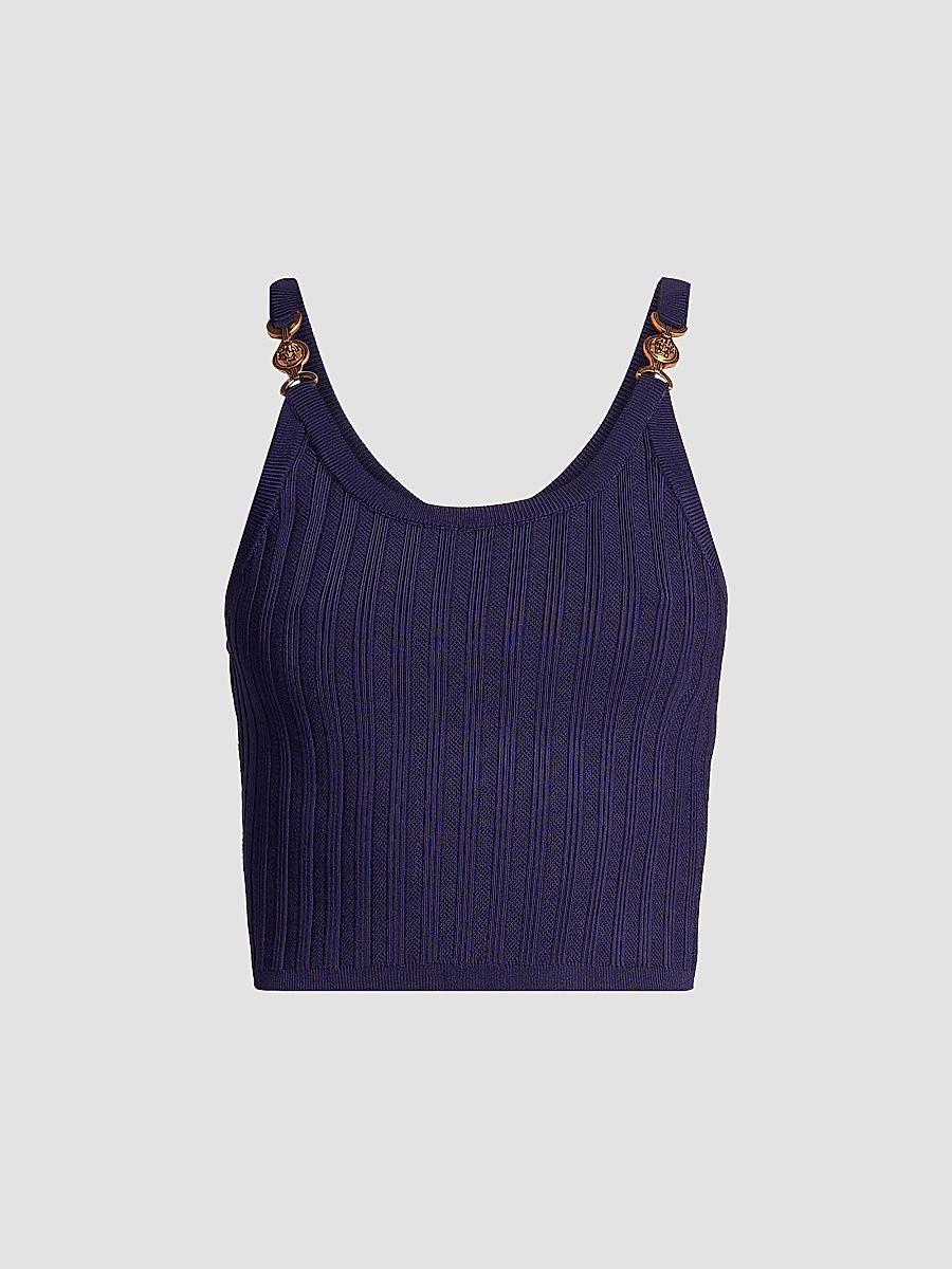 Women's La Vacanza Mesh Rib-Knit Hardware Top - Purple - Size 12