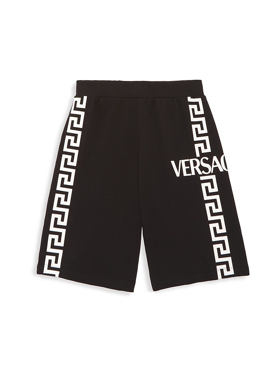 Little Kid's & Kid's Logo Greca Shorts - Black White - Size 5