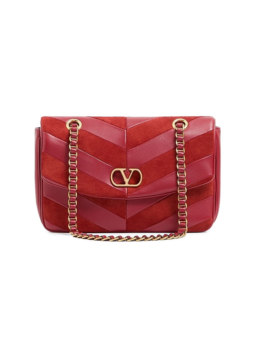 Women's Djuna Shoulder Bag in Suede and Nappa - Red