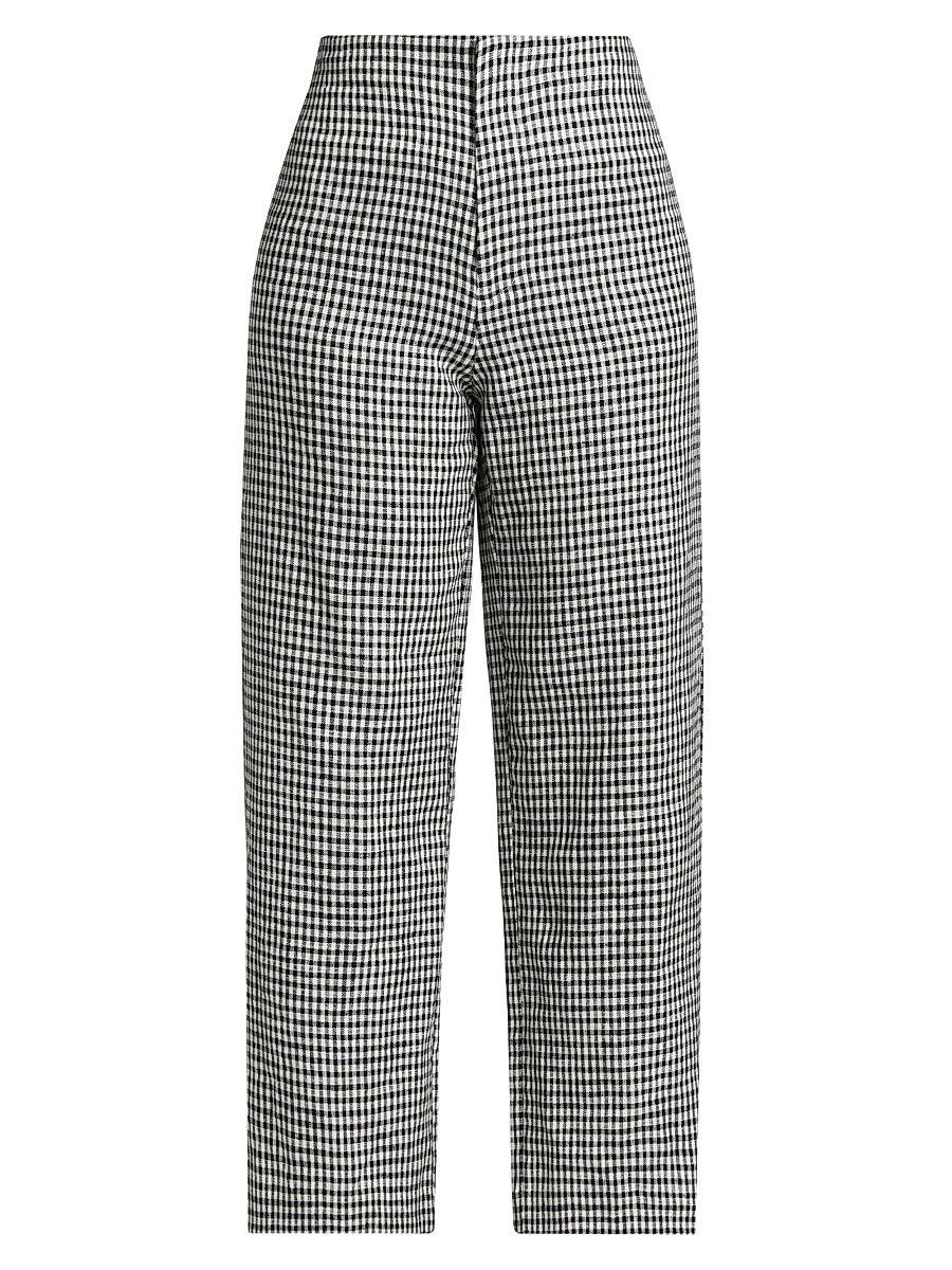 Women's Joni Gingham Linen Crop Pants - Remy Check - Size 12