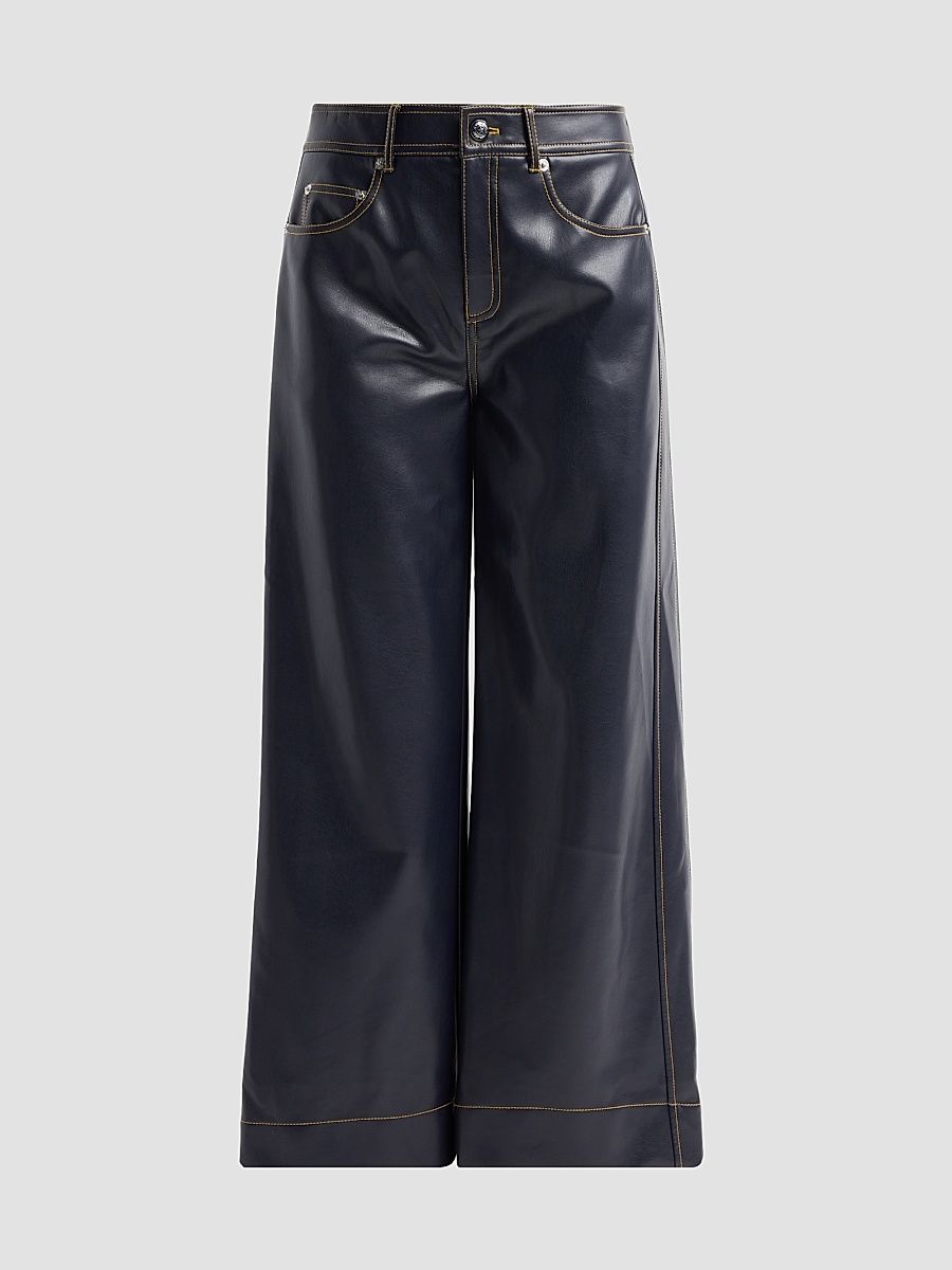 Women's Faux-Leather Betsy Pants - Navy Amber - Size 14