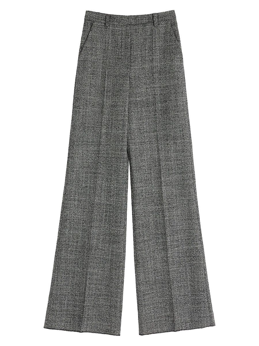 Women's Wool Mouliné Pants - White Black - Size 8