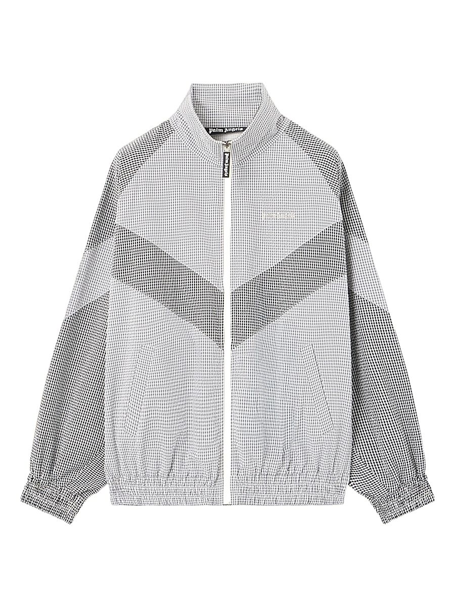 Men's Logo Vichy Track Jacket - Grey Off White - Size Medium