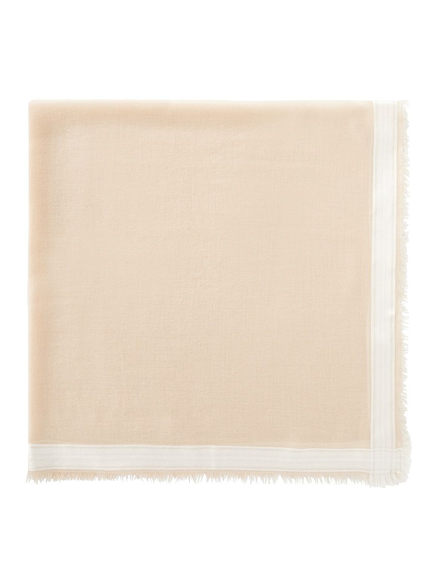 Women's Suitcase Stripe Silk-Cashmere Maxi Square Scarf - Zen Stone White