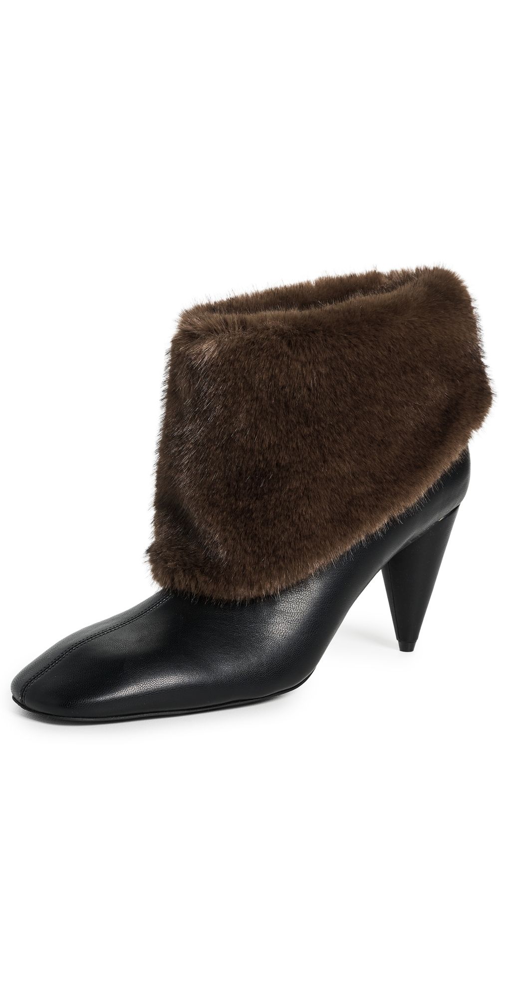 Stella McCartney Faux Leather and Mink Trim Boots Black Brown 39.5