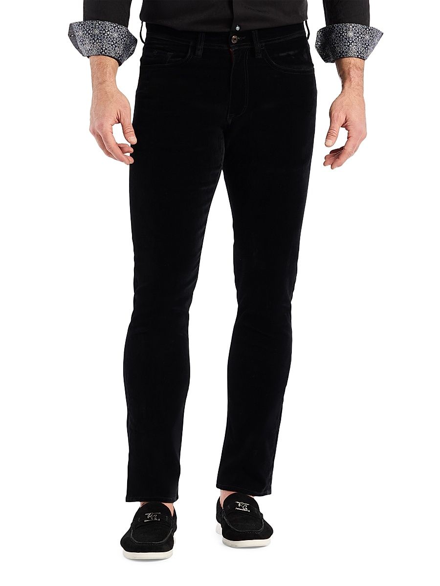 Men's Celestial Velvet Slim-Fit Pants - Black - Size 40