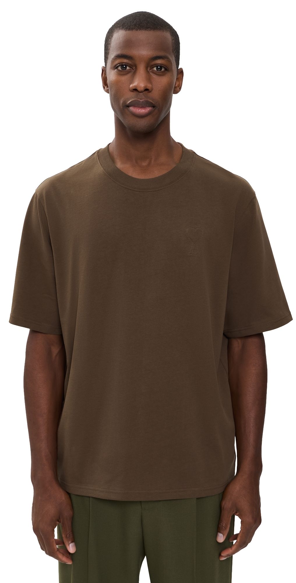 AMI Embossed Big Ami De Coeur Quota T-Shirt MARRON CHOCOLAT M