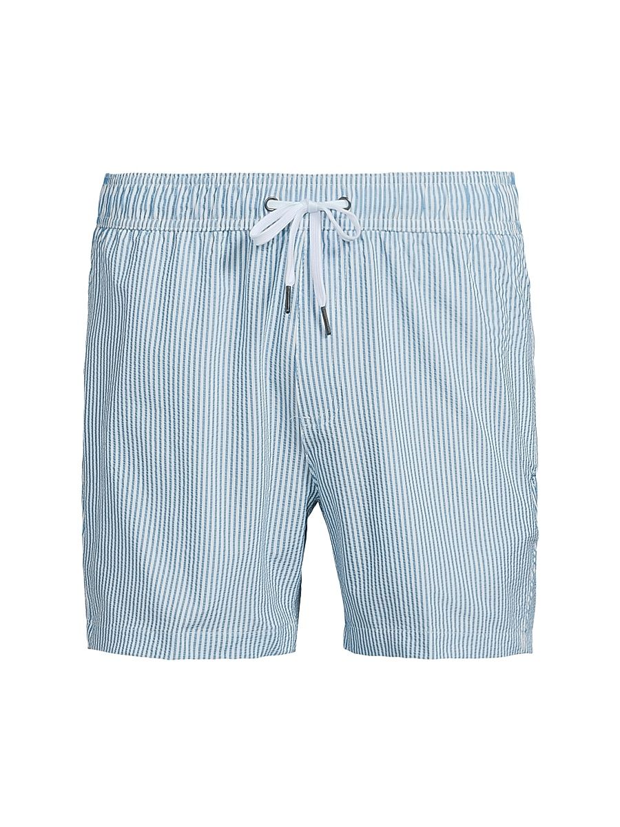Men's COLLECTION Seersucker Swim Trunks - Blue White - Size XXL