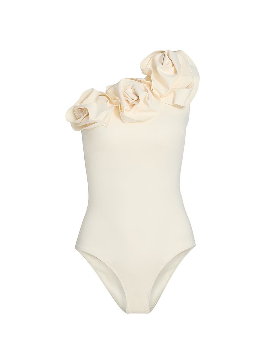 Women's Imiria Rosette One-Shoulder One-Piece Swimsuit - Cream - Size 8