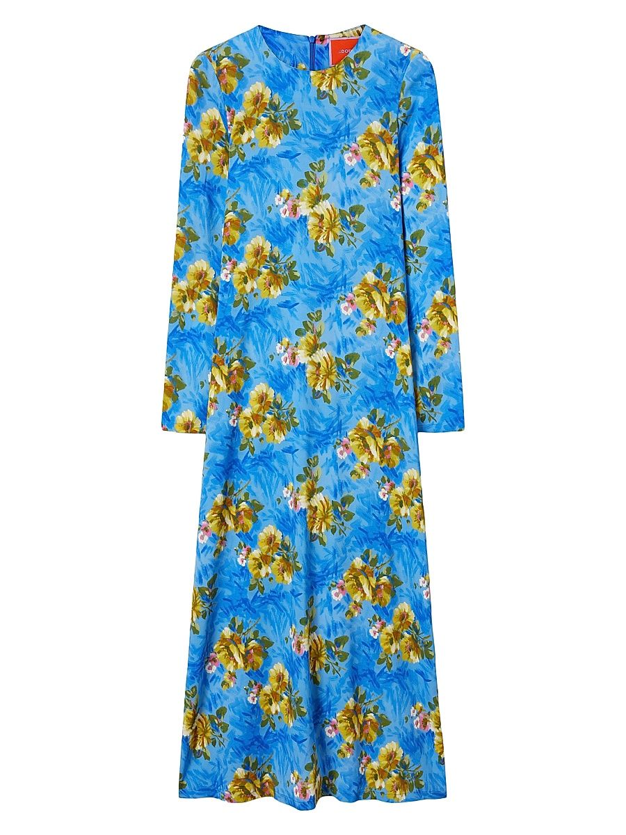 Women's Long Sleeve Swing Dress - Riptide Light Blue - Size XXS