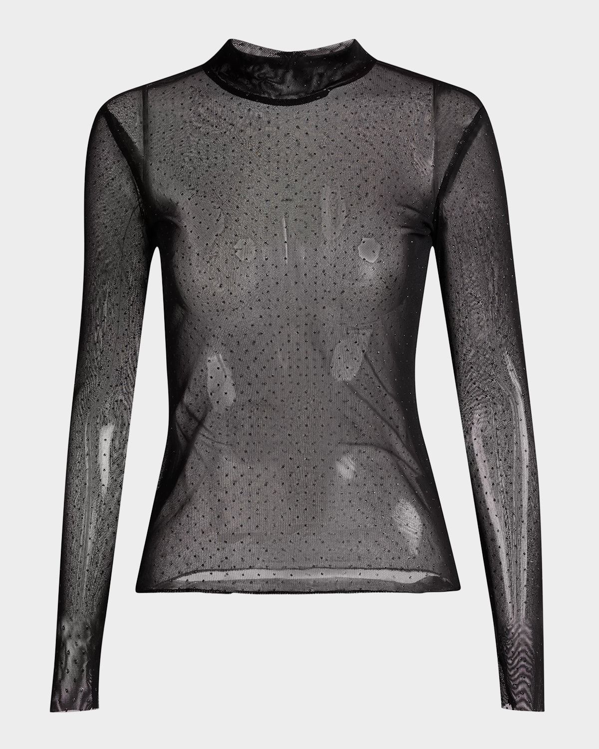 Ayla Metallic Dot Long-Sleeve Top