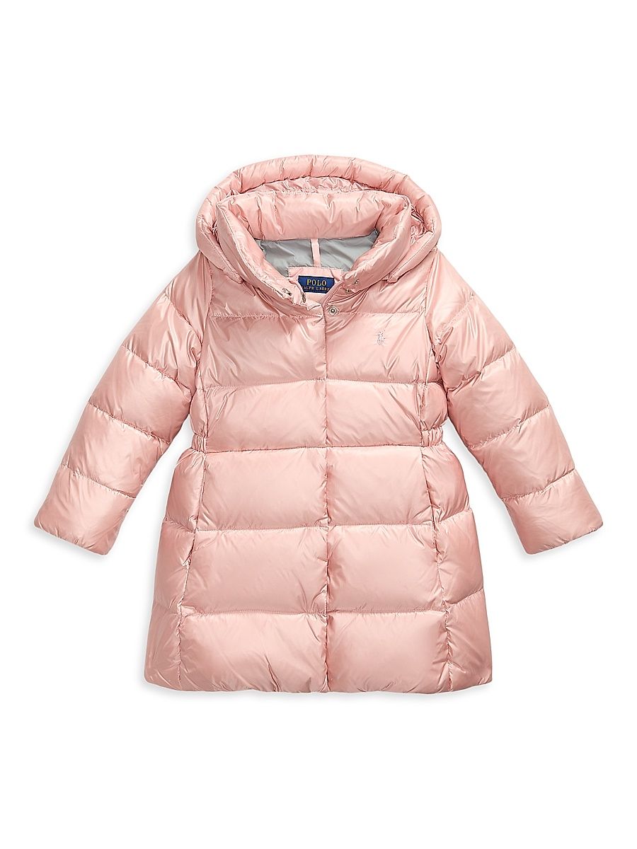 Little Girl's & Girl's Cecilia Metallic Down Parka Coat - Hint Of Pink Metallic - Size 16