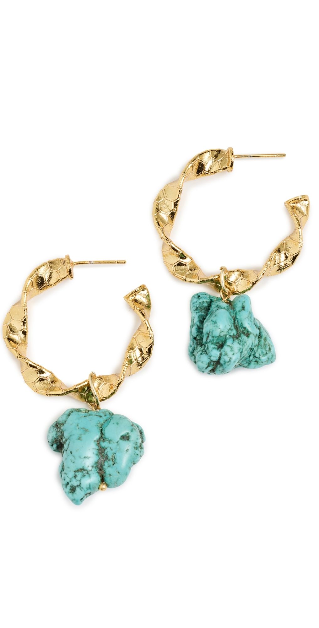 Maison Irem Rocky Hoop Earrings Gold One Size
