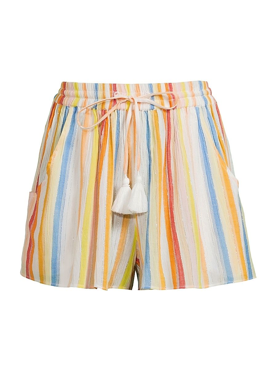 Women's Jimmie Striped Drawstring Shorts - Multi Stripe - Size Large